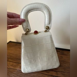 STAUD White Croc-Embossed Bag